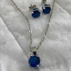 New set- blue pendant necklace  & stud earrings
